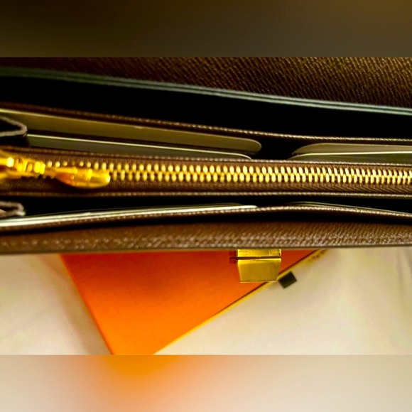 Louis Vuitton Damier Ebene RoseberyTurn Lock Flap Closure Long Wallet LV Dusty - Picture 9 of 13